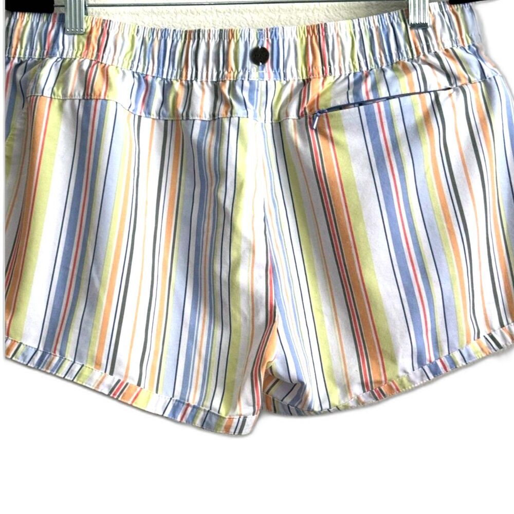 prAna Striped Drawstring Shorts Large Multicolor Organic Cotton Recycled Poly